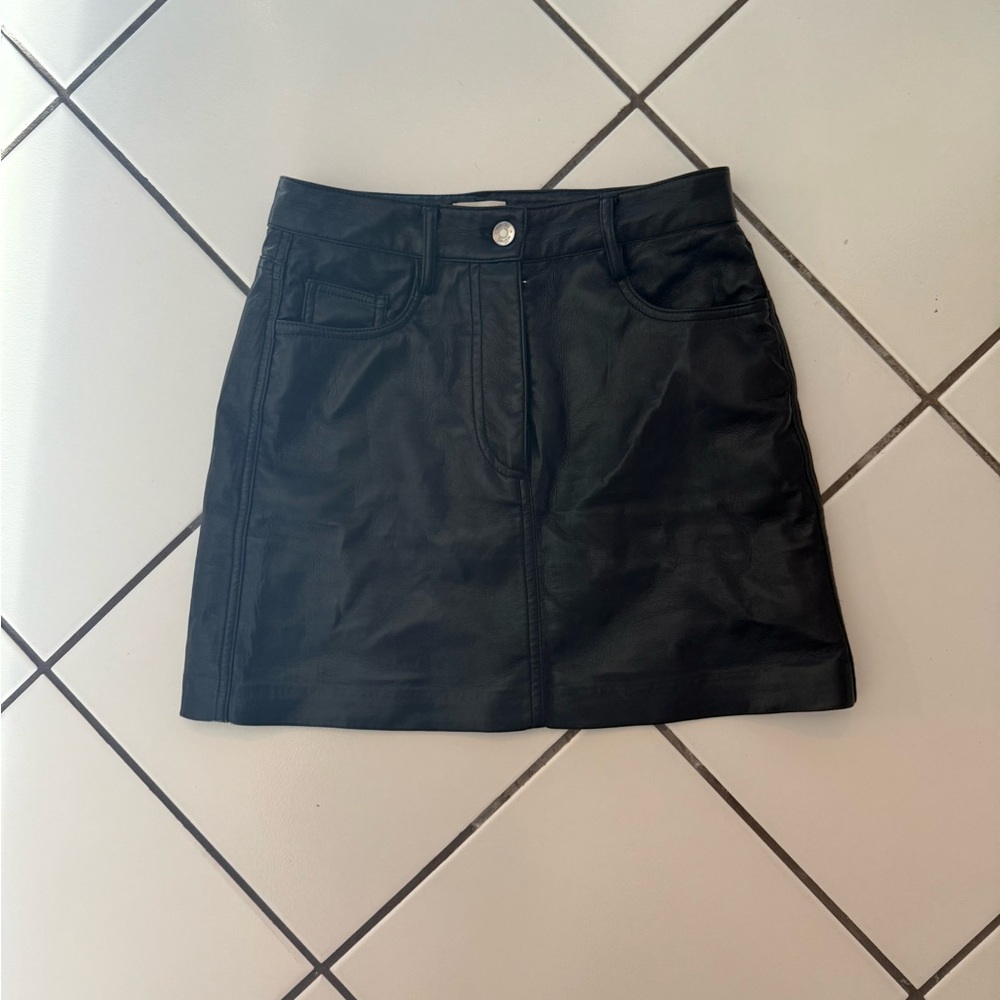 Wilfred Black Mini Skirt - Chemistry Skirt (pleather)